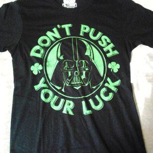 Star Wars black T-shirt size Small 34/36 DON'T PUSH YOUR LUCK Darth Vadar